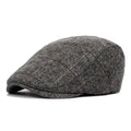 MIO Retro Newsboy Flat Top Flat Cap for Men Classic Check Beret Striped Herringbone Tweed Newsboy Hat