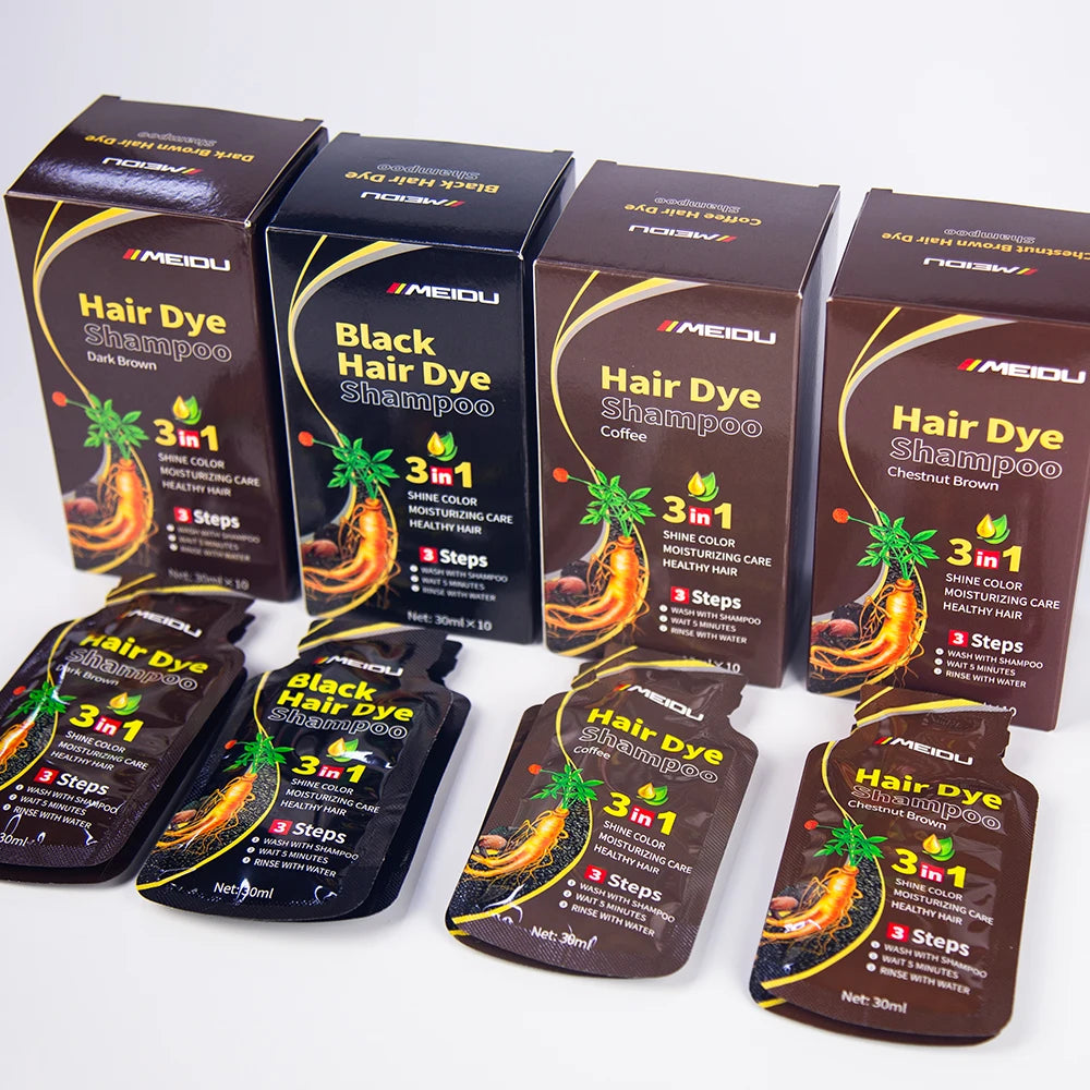 China New Hot Fast Moving Argan Oil Instant Black Hair Shampoo Magic Hair Dye Color Shampoo