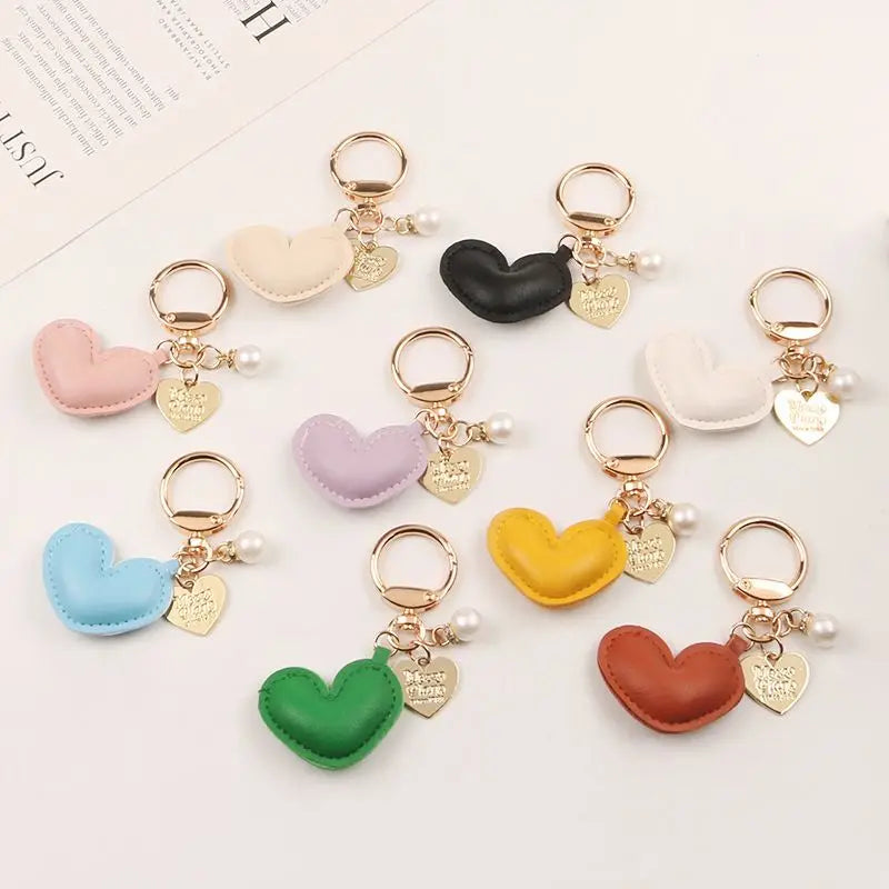 Car Key Holder Heart Key Chains Bag Purse Charms Pendant Best Seller Cute Leather Keychain Heart Shape Leather Key Rings