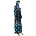 Kaftan Islamic Women Abaya Maxi Lace Dress Robe Flower Print Muslim Arab Jilbab Ice Silk Dress for Women Elegant Hijab Abaya