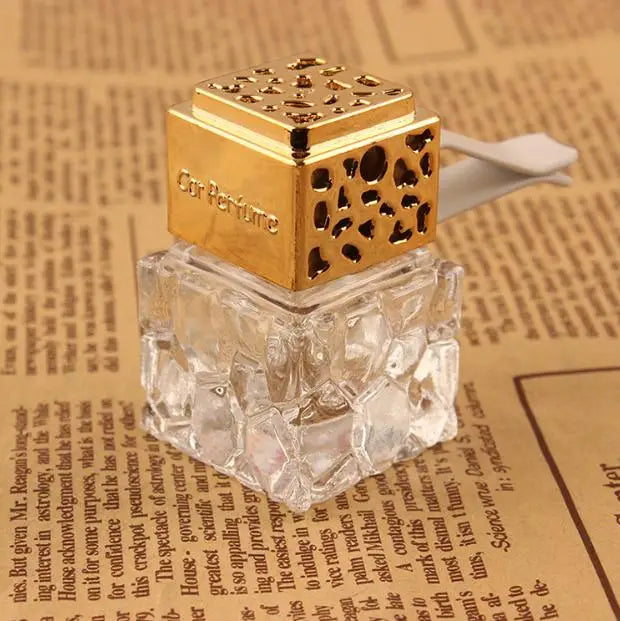 Custom Logo Free Samples Square 8 ml Transparent Empty Glass Bottle Essential Oil Diffuser Bottles Car Perfume Air Vent Clip