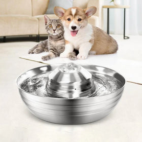 ZMaker 67oz Water Fountain Cat Fountain Water and Food Dispenser Automatic Stainless Steel Fountain