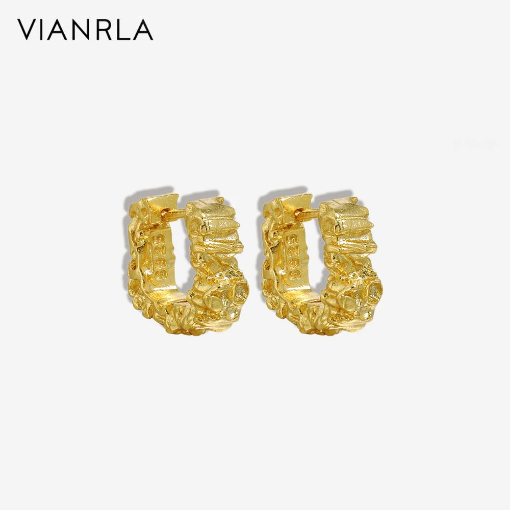 VIANRLA Irregular U Shaped 925 Sterling Silver Earrings Cool Style 18k Gold Plated Women's Jewelry Gift Drop Shipping