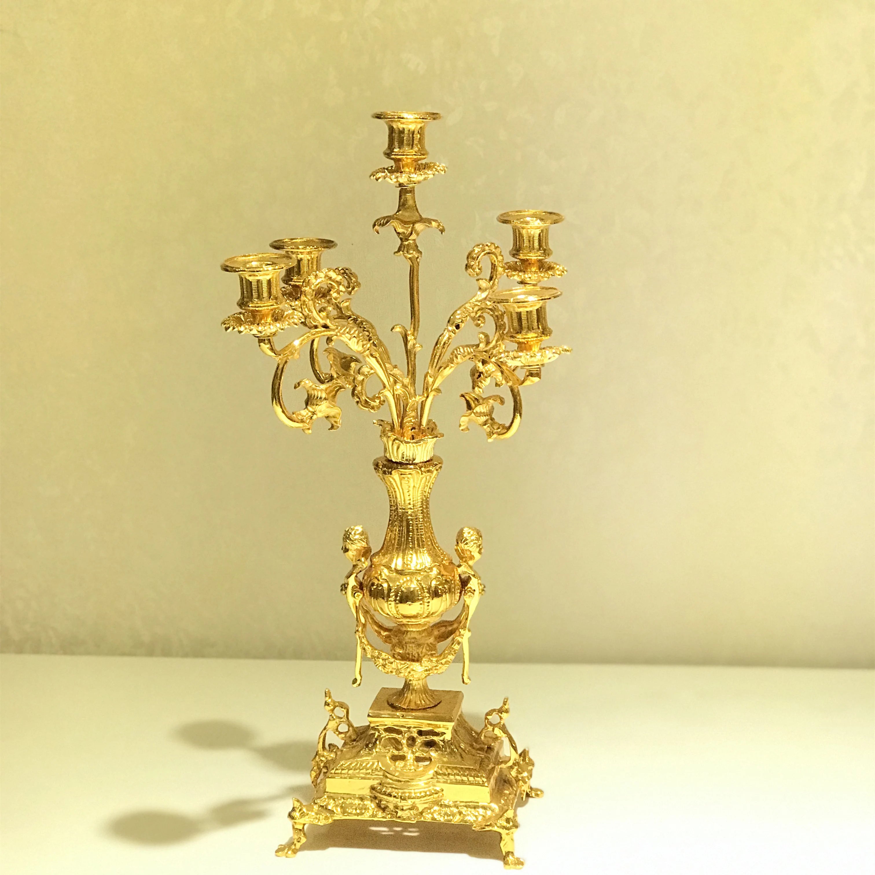 European Luxury Golden Copper Candlestick Timmonsi Contemporary Design Model 9855-6T for Home Hotel Wedding Exhibition Decor