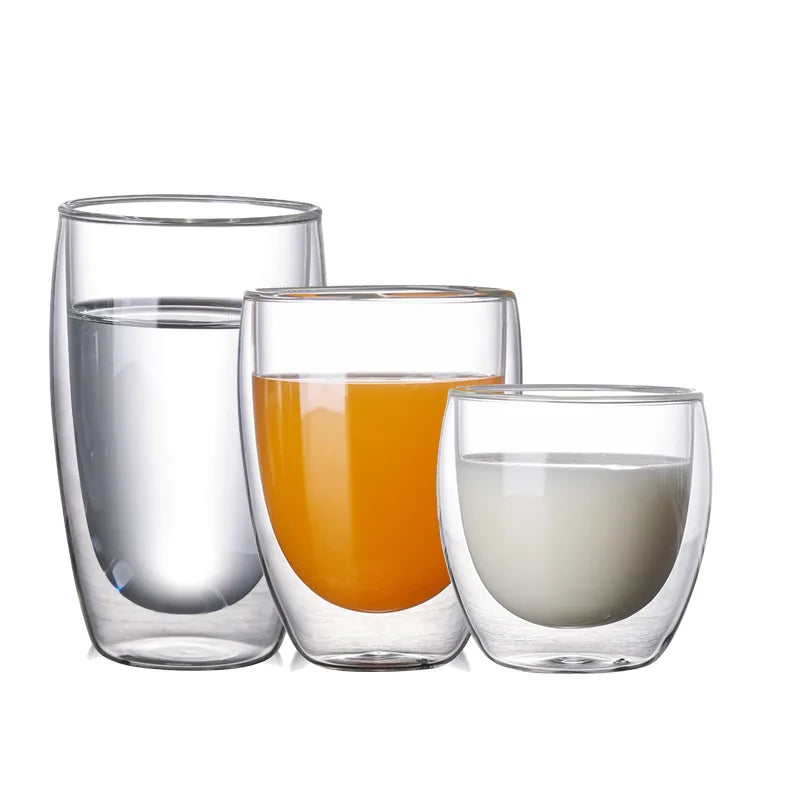 Hot Sale Glass Cup with Handle Double Wall High Borosilicate Glass Coffee Mug Milk Mug Tea Tumbler Liqueur Glass