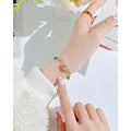 Classic Trendy Double Layer Stainless Steel Women's Bracelet Bead Zircon Gold Plating Fashion Chain Link Bracelets Engraved Logo