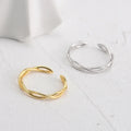 Vintage Gold Plated Fine 925 Sterling Silver Twist Design Open Cuff Adjustable Finger Ring Jewelry Rings for Women