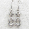 Sterling Silver 5*7mm Semi Mount Hook Earrings Empty Support Blank Claws Setting S925 Base Without Center Stone for DIY Inlay