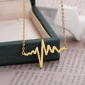 Fashion Stainless Steel ECG Pendant Necklace Love Heart Shaped PVD Real Gold Plating Clavicle Chain Jewelry for Men Women