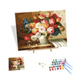 European Style Elegant Flowers Painting by Numbers with Frame 40x50 cm Paint by Numbers Ceramic Vase