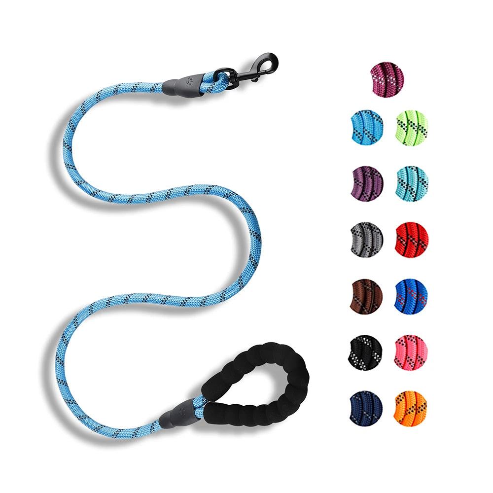 Strong Nylon Rope Dog Leash with Reflective Threads for Pet Training and Hunting Accessories