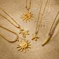 Stainless Steel Sun Fish Seahorse Pendant Holiday Accessories 18K Gold Ocean Seal Spiral Sun Pendant Necklace Waterproof Swim