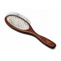 Baoli OEM 17mm Sapele Wooden Pin Brush Pet Hair Grooming Care Brush Rounded Stainless Steel Pin Tips Cat Dog Brush