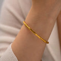 New Waterproof 18k Gold Plated Stainless Steel Jewelry Party Gift Twist Pave Opening Nature Stone Bracelet