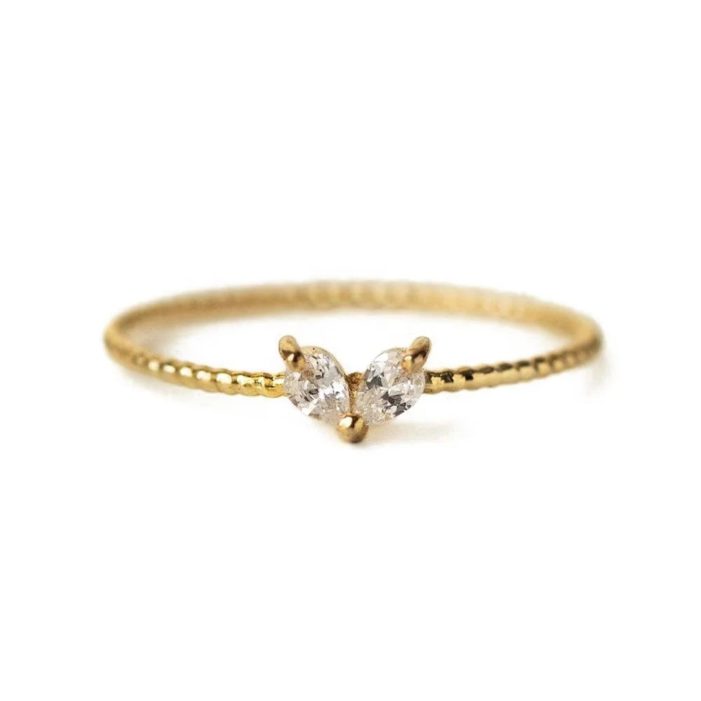 LOZRUNVE Luxury Jewelry 925 Silver Unique Design Sweet delicate Stacked CZ Heart Wedding Ring Gold Plated