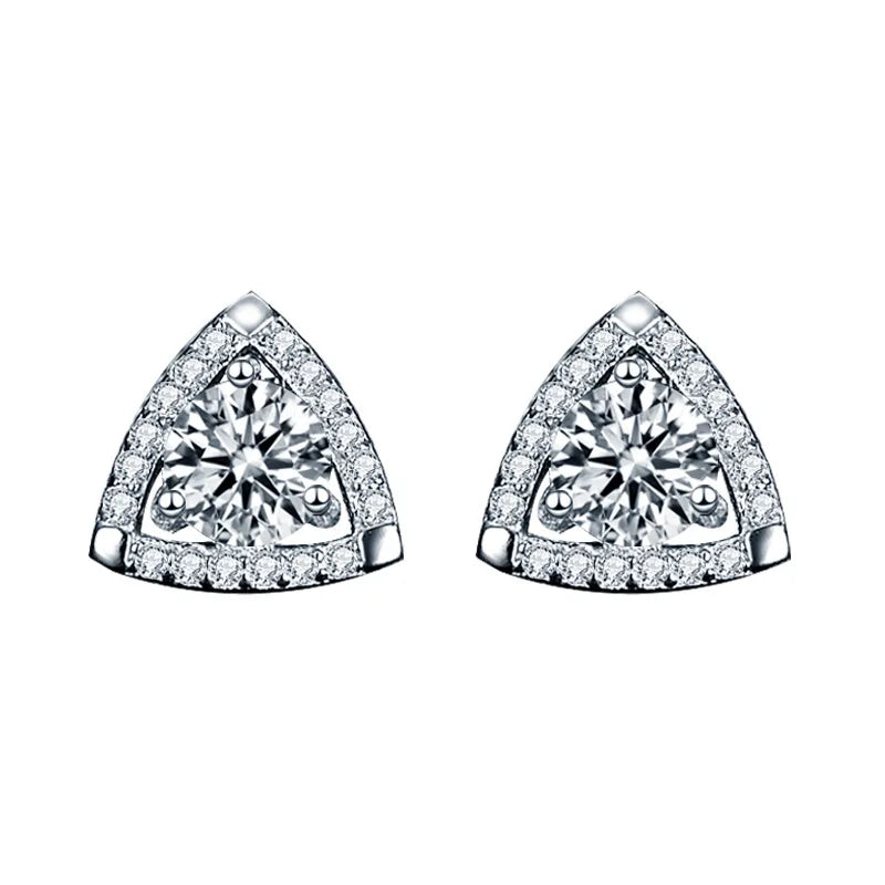 Wholesale Triangle Design Grade D Moissanite Earrings 925 Sterling Silver 0.5ct Moissanite Stud Earrings