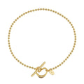ACME 14K Gold Plated Bead Anklet with Toggle Clasp Solid 925 Sterling Silver for Women  Chain Exclusive Jewelry for Summer Beach