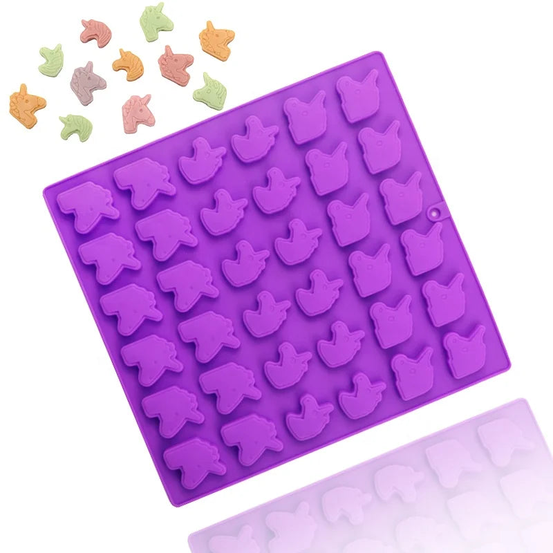 319 Factory Free Sample 36 Hole unicorn Shape Fondant Mold Silicone Chocolate Mold Resin Silicone Cookie Candy Mold Reused