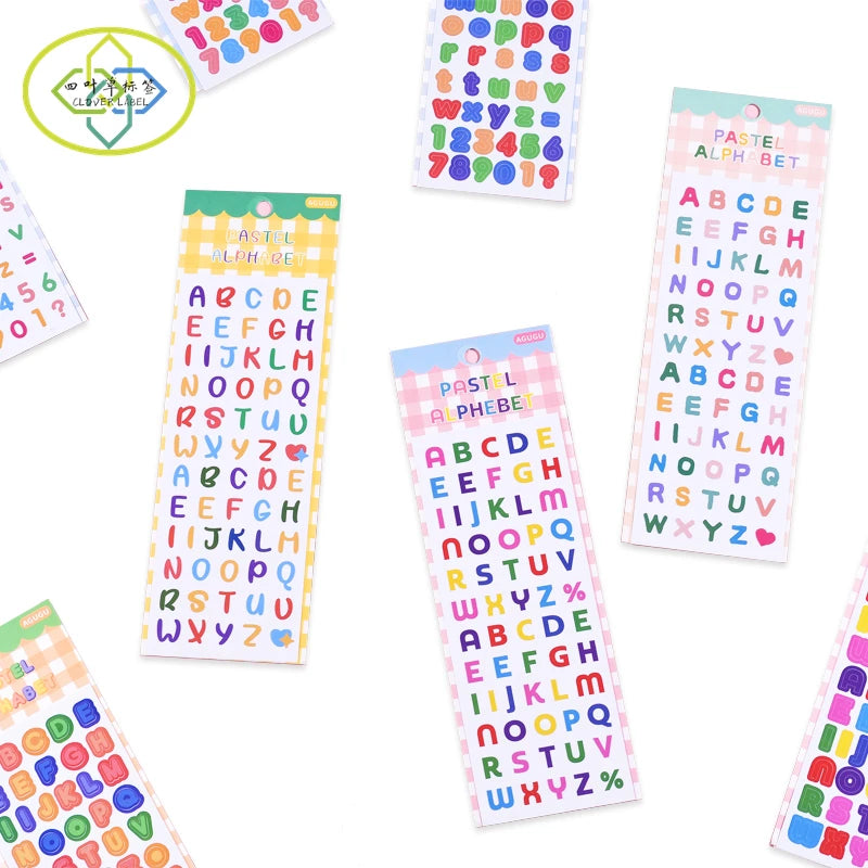 Cute Die Cut Letter Alphabet PVC Sticker Sheet Waterproof & Strong Adhesive 80x80mm for Decoration
