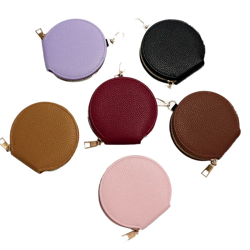 Women's Fashion Mini Wallet Zipper PU Leather Keychain Credit Card Holder UV Car Keys Lipstick Storage Light Keychain Wallet