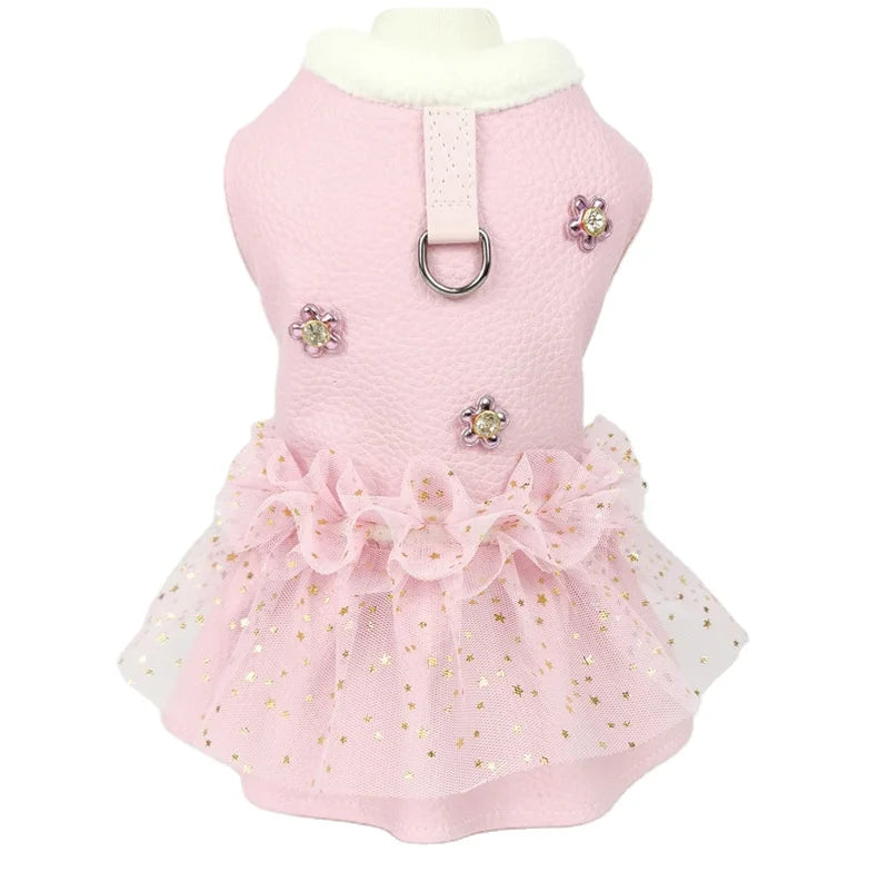 Wholesale Warm Heated Leather with Fleece Harness Dress Dog Brand with Set Leash for Walking