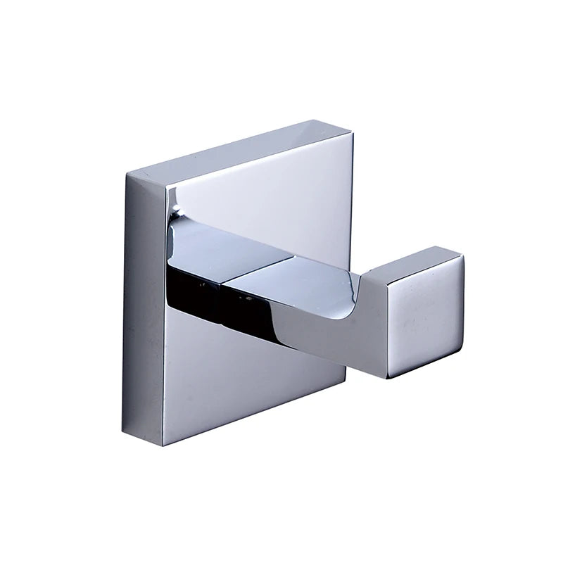 Modern Wall Mounted Square Copper Bathroom Towel Hook Coat Hat Door Hanger with Brass Finish Elegant Bathroom Accessories