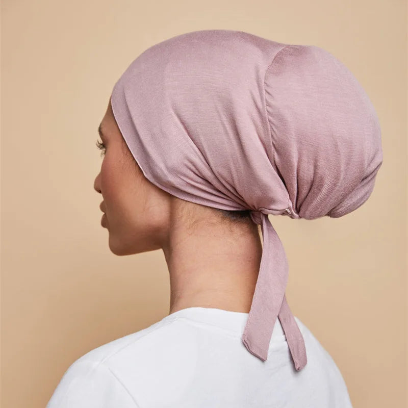 GLS098 Wholesale Modal Cotton Muslim Women Underscarf Bonnet Satin Lining Scarf Turban Hijab Caps