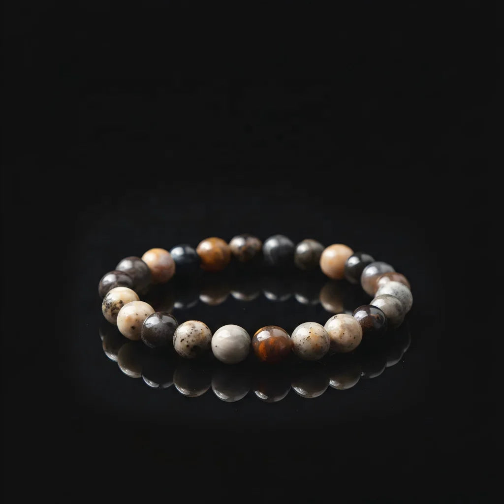8mm Natural Dendritic Opal Agate Gemstone Beads Bracelets Healing Stretch Gems Stones Bracelets for Gifts