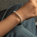 HOVANCI 18K Gold Plated Stainless Steel Pearl Beaded Bracelet Jewelry Women Mother's Day Wedding Gift Set for Guests
