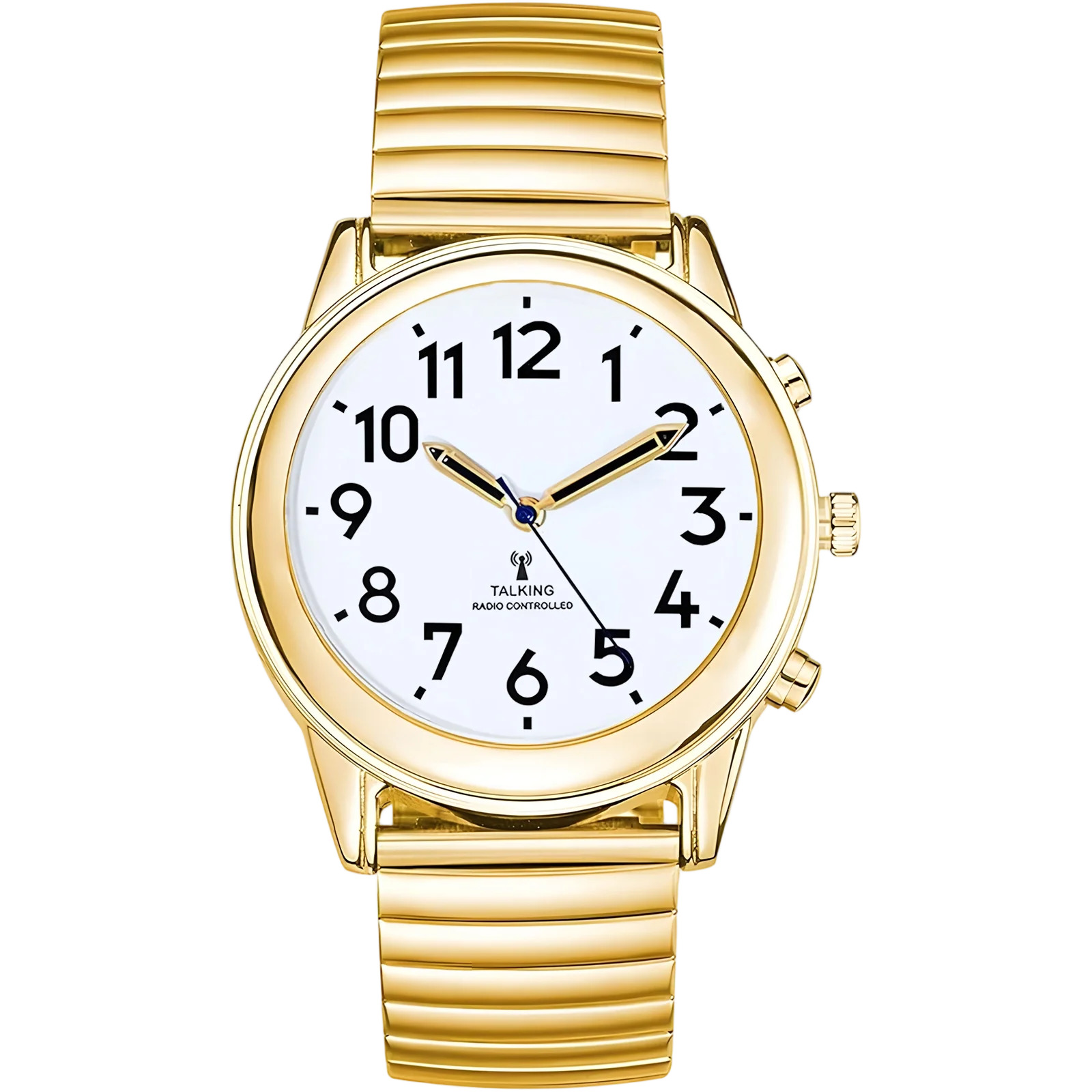 Three Button Golden Radio Controlled Talking Watch With Stainless Steel for Visually Impaired Elderly or Blind
