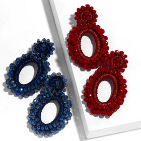 ASJEWELRY Big Beaded Drop Earrings Boho Jewelry Oorbellen Kralen Bohemian Red Beads Earrings for Women 2501 Ersq14