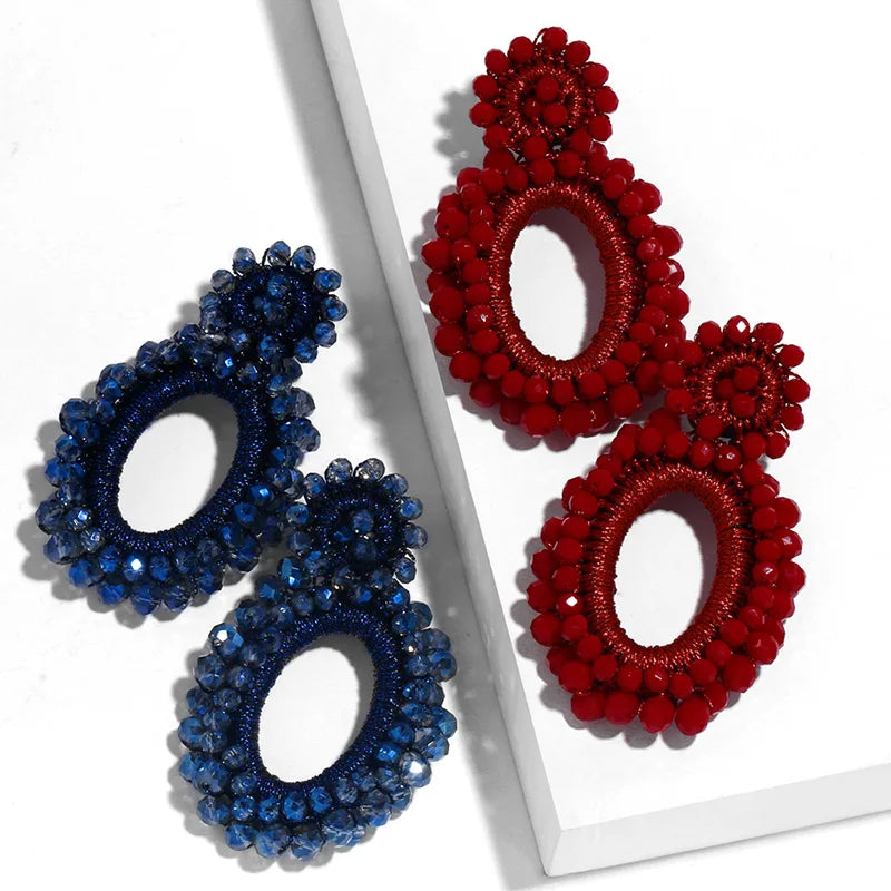 ASJEWELRY Big Beaded Drop Earrings Boho Jewelry Oorbellen Kralen Bohemian Red Beads Earrings for Women 2501 Ersq14