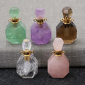 Wholesale 20g Custom Design Natural Rock pink Crystal Stone Hand Carved Empty Perfume Bottle Necklaces
