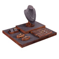 Walnut Jewelry Display Rack Counter Ornaments & Ring Earrings Tray Storage Durable Container for Ring Earrings Ornaments