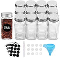 Popular 12 oz Square Spice Jars 4 oz Empty Glass Containers Airtight Metal Caps Shaker Lids Includes Spice Storage Bottles Jars