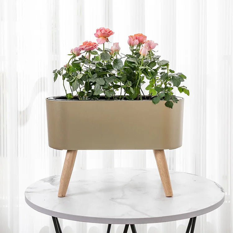BRICE Self-Watering Pot Floor Vase Plant Stand Flower Box Holder Display Potted Rack Rustic Decor Plant Pot With Leg
