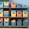 Home Storage Bins Set Colorful Toy Organizer with Handles Good Quality Container With Lid Storage Boxes & Bins for House
