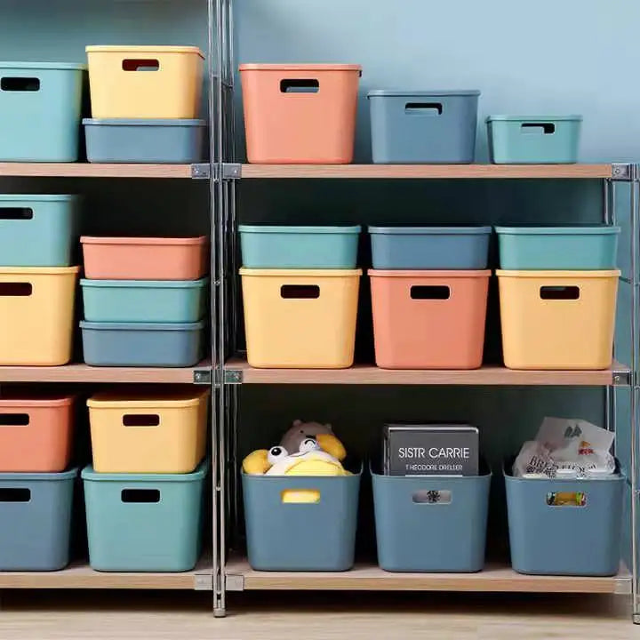 Home Storage Bins Set Colorful Toy Organizer with Handles Good Quality Container With Lid Storage Boxes & Bins for House