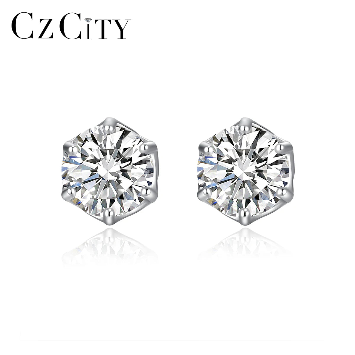 CZCITY Silver Geometric Round Earing Sterling Diamond Hot Sale New Moissanite Earring 925 Iced Stud