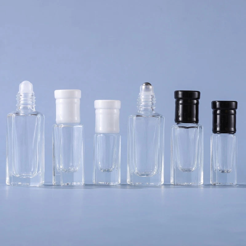 Ninety-nine Fancy Octagonal Roller Perfume Bottles 3ml 6ml 12ml Clear Glass with Steel Roller and Roller Insert Sealed