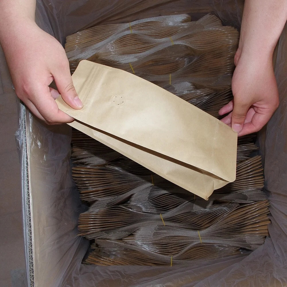100 Pcs Custom Printing Matte Finish Gravure Printing Aluminum Foil Zip Lock Coffee Beans Packaging Bag with Valve
