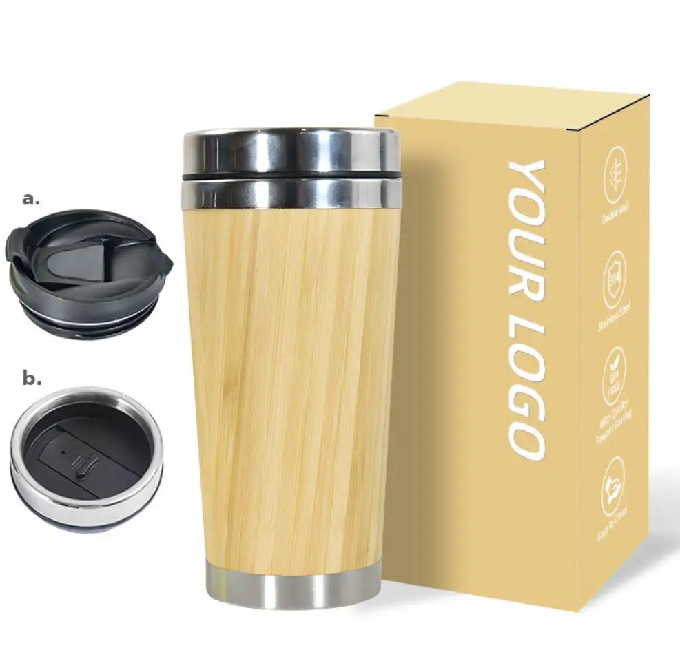 Custom logo Outdoor Camping Healthy Choice Reusable Wooden Coffee Tumbler 16oz Travel Mug Bamboo with Lid