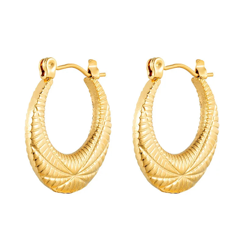 Wholesale Modern Stainless Steel Jewelry Women Thick Gold Hoops Rope Wire Twisted Heart Hoop Earrings Gold