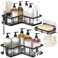3-Pack Rustproof Stainless Steel Corner Shower Caddy Organizer Adhesive Soap Holder No Drilling Black Storage Rack