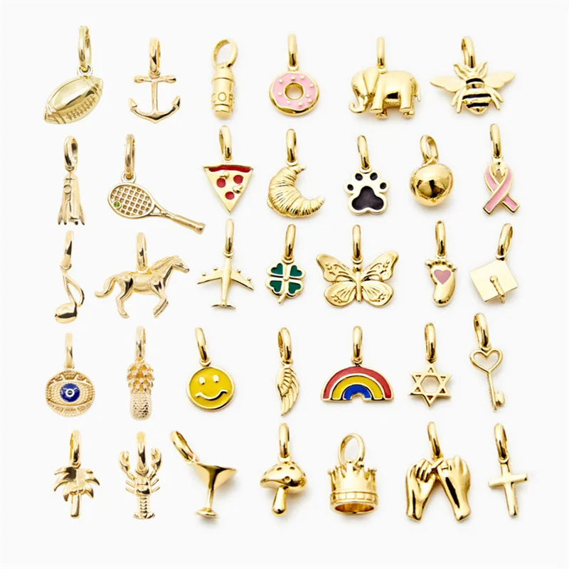 New Personalise Jewelry 18K Trendy Rainbow Star Heart Pendant 18K PVD Gold Stainless Steel DIY Charms for Jewelry Making