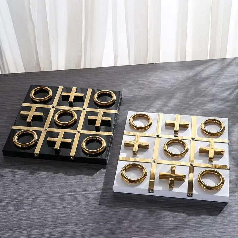 Light Luxury Art Decor Stainless Steel Chess XO Chessboard Ornaments Modern Minimalist Desk Accessories MKMJ Brand