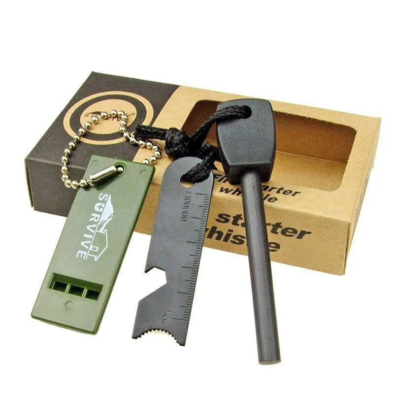 Kongbo Outdoor Camping Hiking Gear Portable Magnesium Flint Fire Starter Whistle With Box