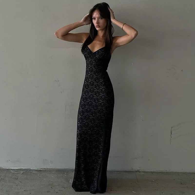 Sexy Lace U Neck Bodycon Beach Dress Summer Women Backless Elegant Party Dresses Holiday Outfits