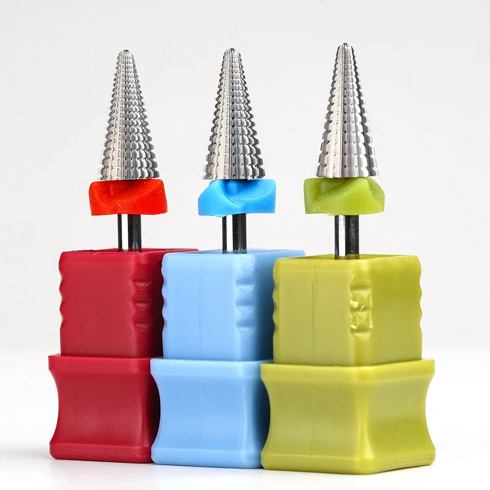 6.0mm Triangle Tapered Bits Christmas Tree Bit Two Way Use Dual Rotation Manicure Hard Gel Strong Polish Off 5 Nail Drill Bit