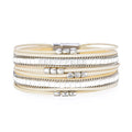 DHJ00301 Wholesale Magnetic Buckle Bracelet Magnetic Crystal Beads Multilayer Leather Bracelet